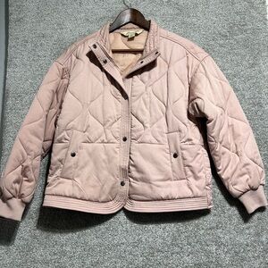 J2 Premium Quality Woman’s Quilted Button Down Coat Pink Size Small